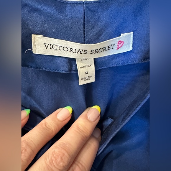 Victoria’s Secret Silk Chemise Gown Panty Set Royal Blue - Picture 3 of 7